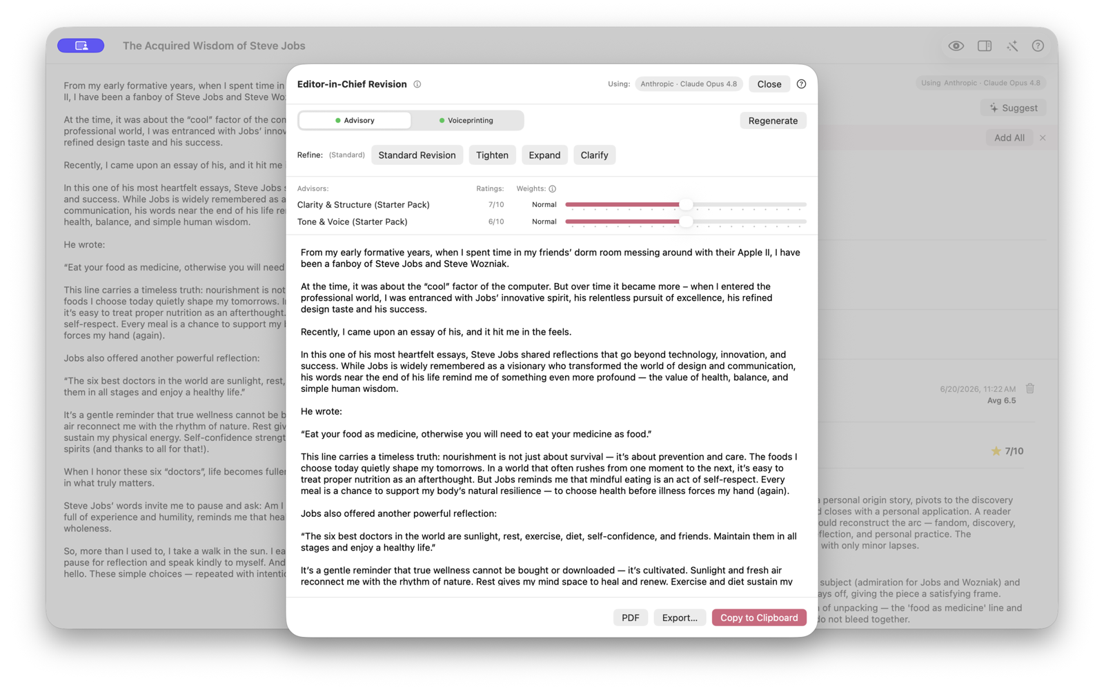 Editor-in-Chief synthesizing advisor feedback into a revised draft